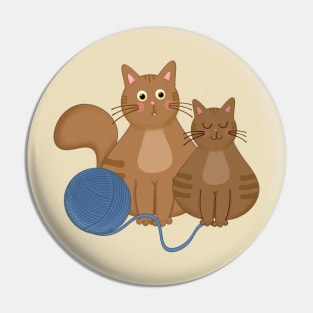 Two Brown Cats with String Pin