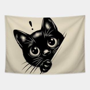 Black Cat Peeking Tapestry