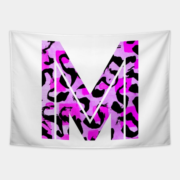 Abstract Letter M Watercolour Leopard Print Alphabet Tapestry by Squeeb Creative