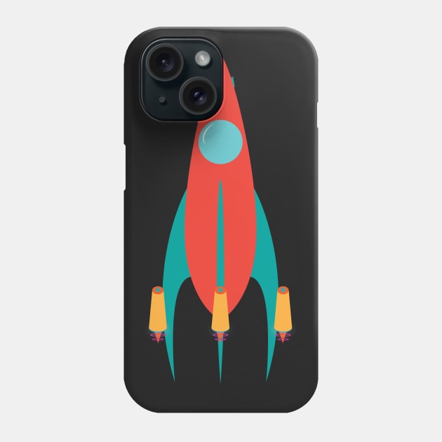 Retro Spaceship Four Phone Case by MadArtisan