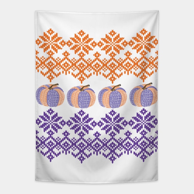 Fair Isle Knitting - Pumpkins Tapestry by Designoholic