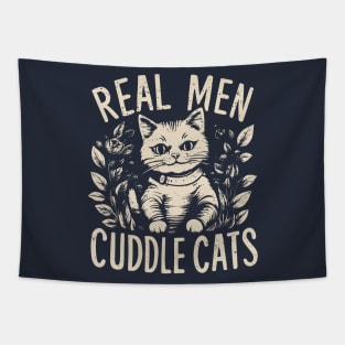 Real men cuddle cats vintage Tapestry