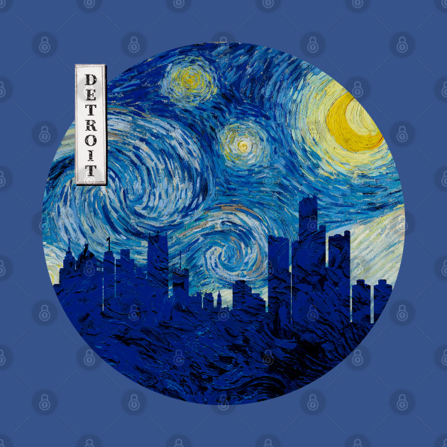 Disover Detroit Van Gogh Starry Night - Detroit - T-Shirt