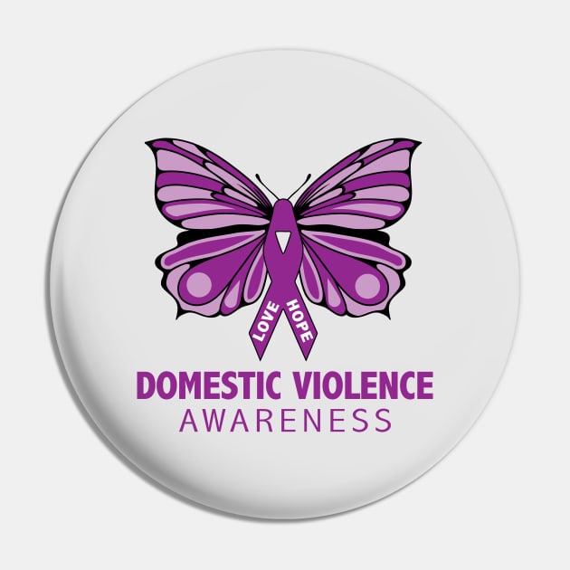 Domestic Violence Awareness Purple Butterfly Ribbon Pin by mstory