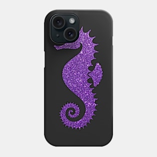 Purple Faux Glitter Seahorse Phone Case