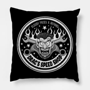 Drac's Speed Shop Pillow