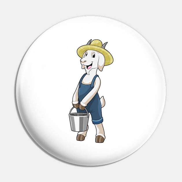 Goat as Farmer with Bucket Pin by Markus Schnabel