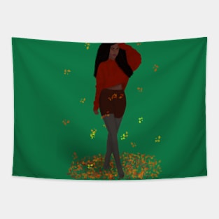 African American Girl in Autumn Tapestry