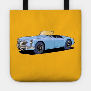 Classic MG MGA Roadster in light blue Tote