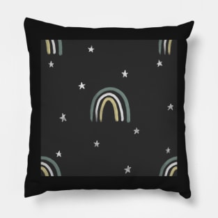 Rainbows and Stars Gray Pillow