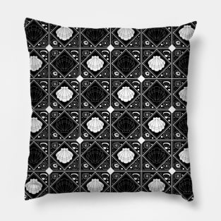 Black and White Shell Mosaic Pillow