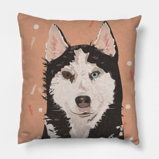 Husky Dog Illustration Print Pillow