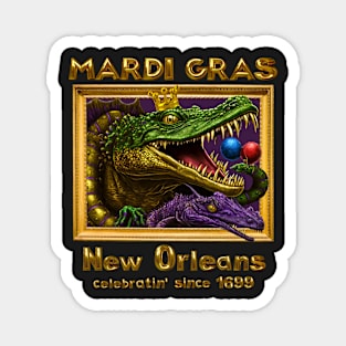 Alligators Celebrating Mardi Gras New Orleans Magnet