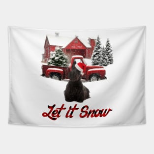 Scottish Terrier Let It Snow Tree Farm Red Truck Christmas Tapestry