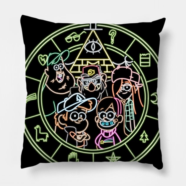 Gravity Falls neon Pillow by AlanSchell76