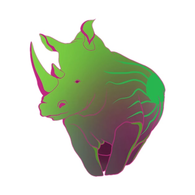 Neon Rhino by sarahburnsstudio