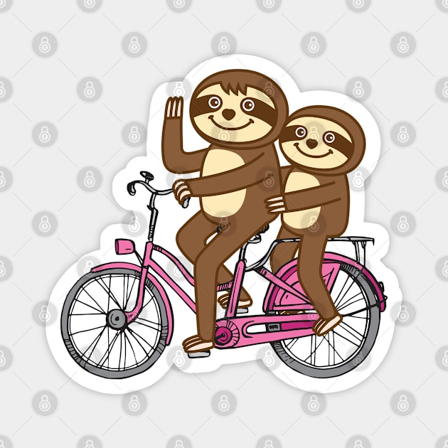 Sloths and bicycle Magnet by Plushism