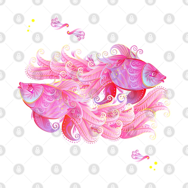Pink fishes by Artist Natalja Cernecka