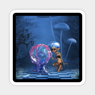 Cute fairy with fantasy fish Magnet