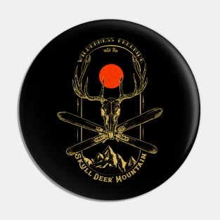 Skull deer mountain gold Pin