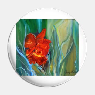 Red Jungle Orchid Pin