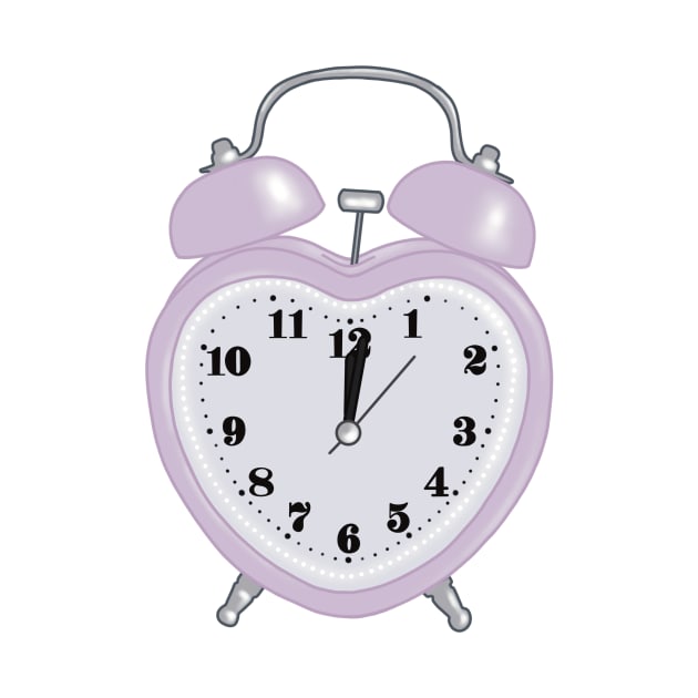 purple heart shaped alarm clock aesthetic dollette coquette by maoudraw