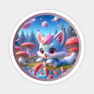 Cute Blue Fox Girl Magnet