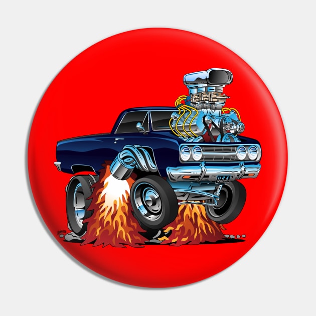 Classic Sixties Muscle Car Cartoon Pin by hobrath