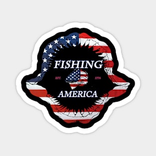 Fishing America  stars and stripes Magnet