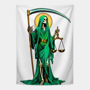 Green Santa Muerte Tapestry