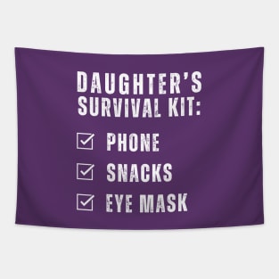 Daughter's Survival Kit Phone Snacks Eye Mask Mom and Daughter matching Tapestry