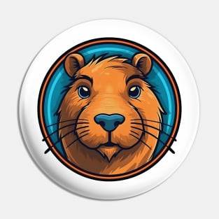 Capybara with blue eyes in circle Pin