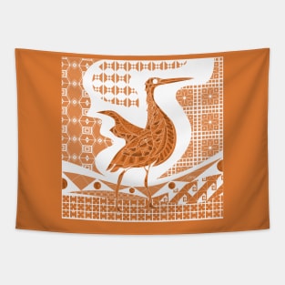 orange gold egret agami garza bird in talavera porcelain square ecopop wallpaper Tapestry