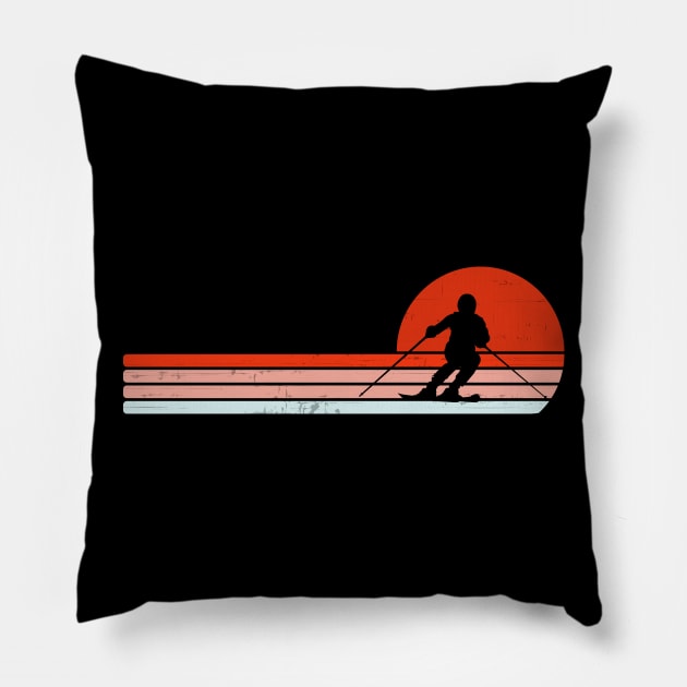 Skiing Shirt. Retro Style T-Shirt For Skier Pillow by Attia17