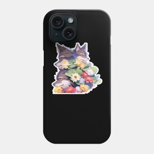 Lone Wolf With Flowers Phone Case