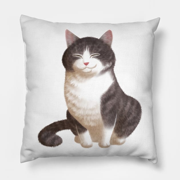 Badger the Happy Cat Pillow by tommartinart