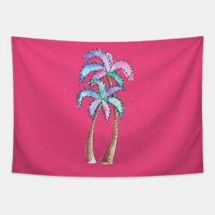 Summer Watercolor Palm Trees Tapestry