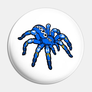 Blue Pokie Poecilotheria Metallica Gooty Sapphire Tarantula Bold Smooth Black Outline Pin