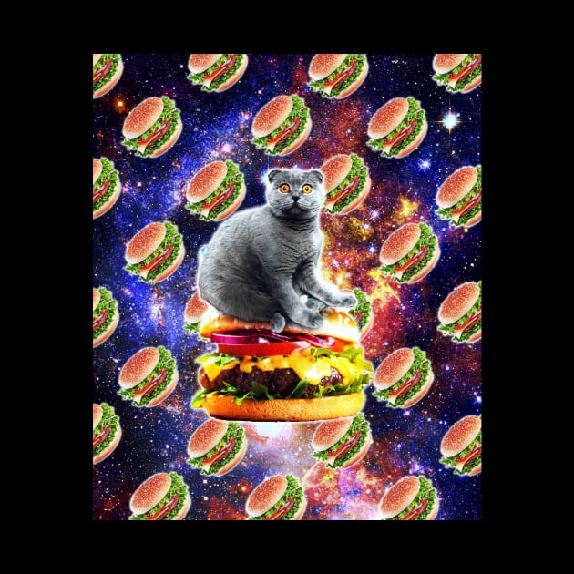 Hamburger Astro Cat On Burger by Random Galaxy