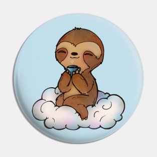 Kawaii Sloth Sipping on Coffee Pin