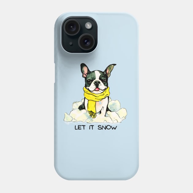 LET IT SNOW - Boston Terrier Phone Case by ZogDog Pro