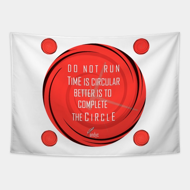 CLOCK CIRCULAR RED/W Tapestry by ACUANDYC