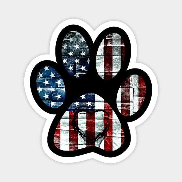 Patriotic Dog Paw American Flag Wall T-Shirt Gift For 4th Of July Magnet by crosszcp2