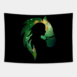 Irish Girl and Horse with Shamrock Pattern Vintage Distressed Design Tapestry