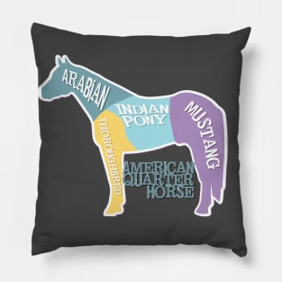 American Quarter Horse Diagram Arabian TB Mustang Indian Pony Pillow