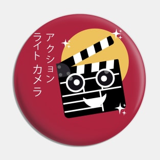 Lights, Camera, Action clapperboard Pin