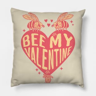 Bee My Valentine - Cute Bee Design for Valentine's Day Pillow