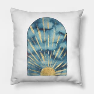 Gold and navy sunrise Pillow