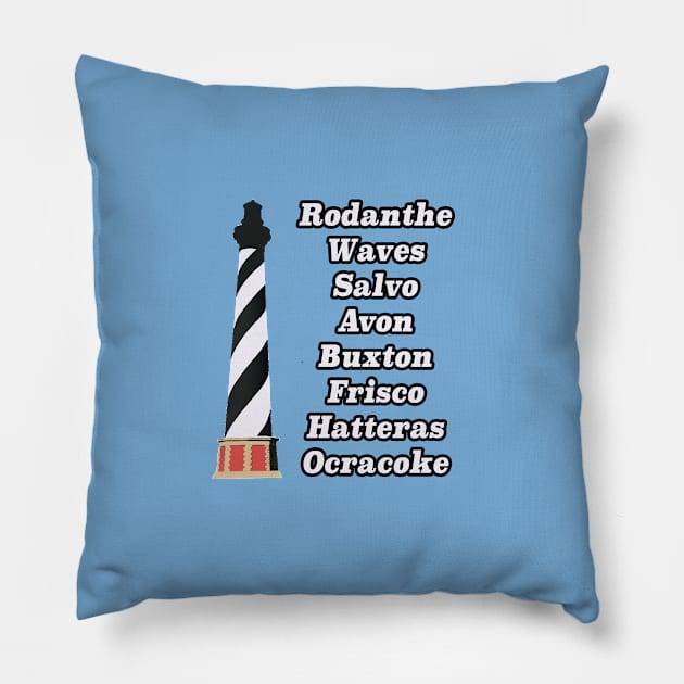 Hatteras Island Lighthouse with Towns Pillow by Trent Tides