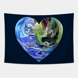 Planet Earth Love Heart Tapestry